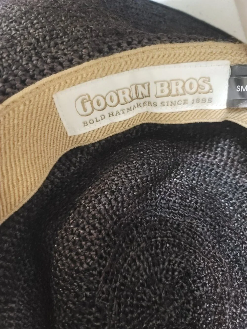Goorin Bros Woven Straw Panama Hat Brown Wide Brim Boho Summer Festival Small